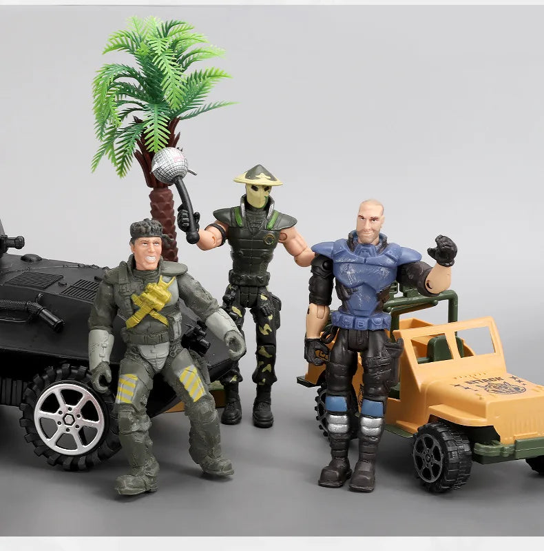 10cm Army Men Soldier With Movable Joints Action Figures Playset Military Terrorist SWAT Team Toys For Kid Boy Gifts