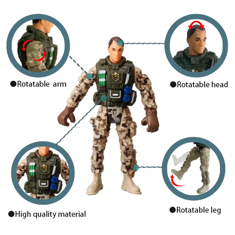 1:18 Army Men Soldier Police Fireman Explorer Hunter Action Figures Playset Military Terrorist SWAT Team Toys For Kid Boy Gifts