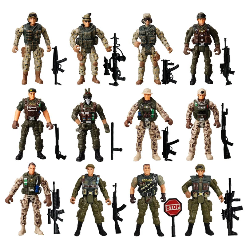 1:18 Army Men Soldier Police Fireman Explorer Hunter Action Figures Playset Military Terrorist SWAT Team Toys For Kid Boy Gifts