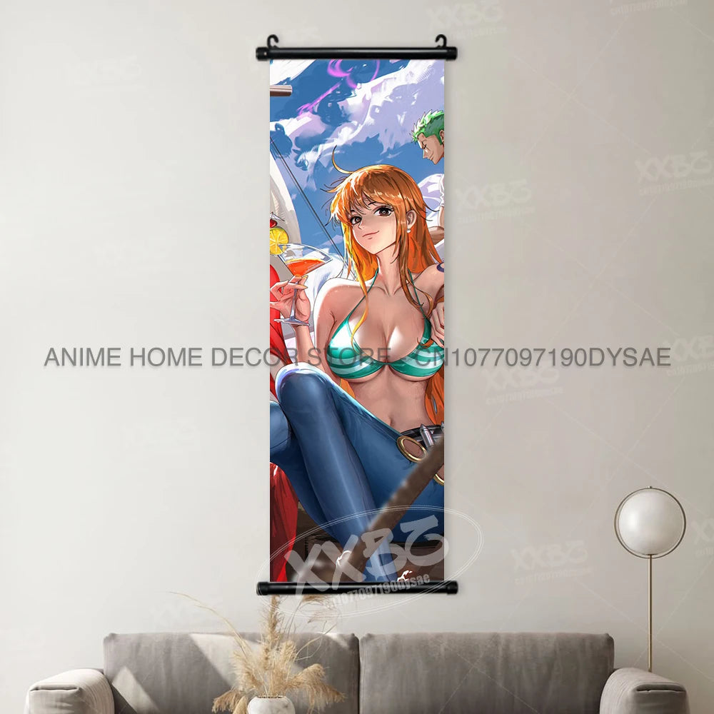 ONE PIECE Posters Anime Monkey D. Luffy Hanging Painting Yamato Scrolls Picture Nico Robin Home Decor Wallpaper Canvas Wall Art