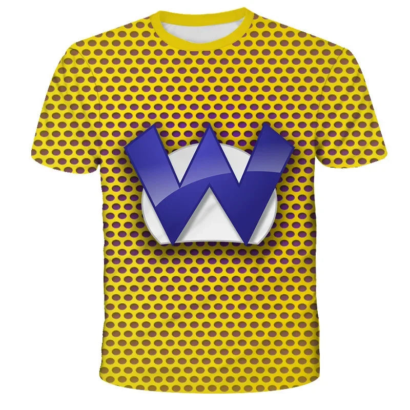 Super Mario Peach Princess Anime Manga Summer Children's Clothes Short Sleeve Boys Girls Cute Casual Fashion T-shirt Kids