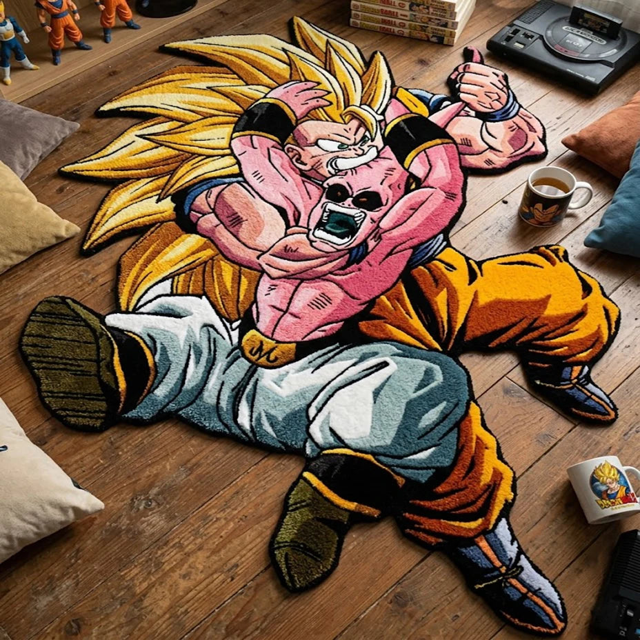 Anime Dragon Ball Z Goku VS Buu Irregular Area Rugs Children Birthday Gifts Home Bedroom Deco Door Kitchen Mats Living Room Rugs