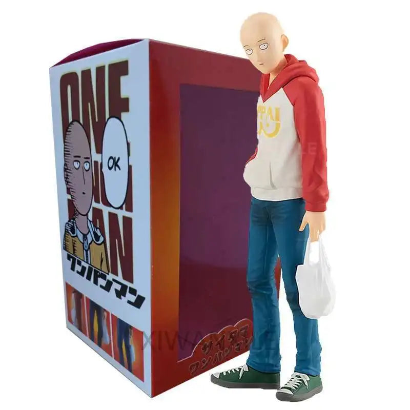 18cm One Punch Man Anime Figure One Punch Man Saitama OPPAI Action  Figure Hoodie Collection Model Doll Toys