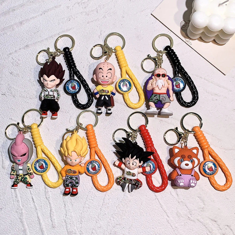 Anime Dragon Ball Keychain Fashion Jewelry Son Goku Vegeta Piccolo Action Figures Key Ring for Men Women Bags