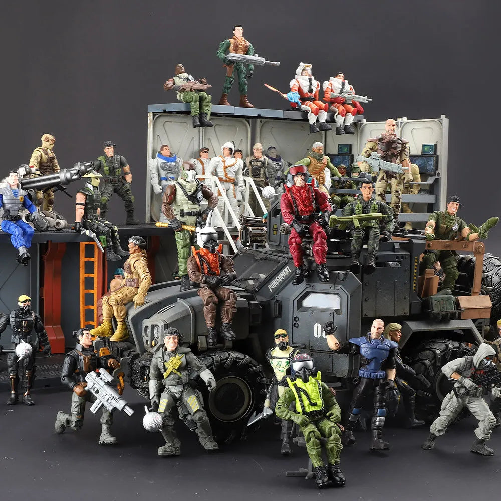 10cm Army Men Soldier With Movable Joints Action Figures Playset Military Terrorist SWAT Team Toys For Kid Boy Gifts