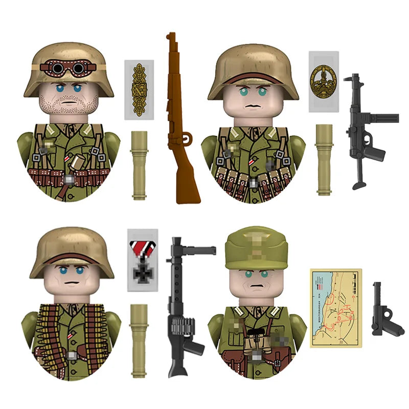 Boy Toys War II Army Soldiers Mini Military Weapons Model Small Particles Building Blocks Suits Childrens Birthday Gifts