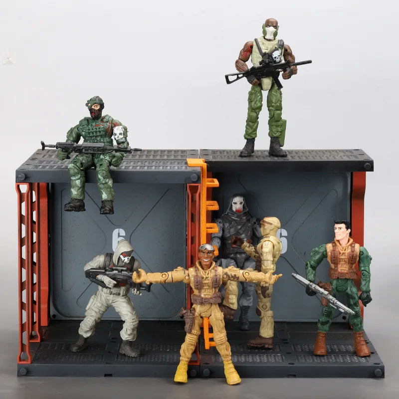 10cm Army Men Soldier With Movable Joints Action Figures Playset Military Terrorist SWAT Team Toys For Kid Boy Gifts