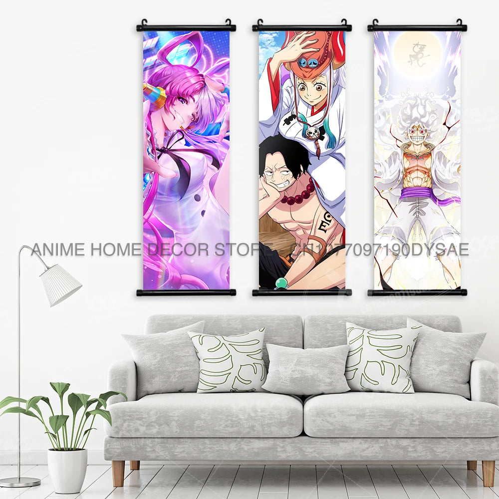 ONE PIECE Posters Anime Monkey D. Luffy Hanging Painting Yamato Scrolls Picture Nico Robin Home Decor Wallpaper Canvas Wall Art