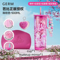 500ml/750ml Summer Barbie Transparent Cup Straw Bead Chain makeup Combo Portable Lightweight Drink Cup For School & Office Use