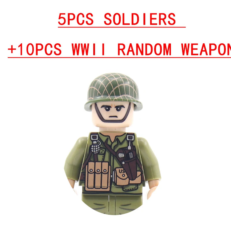 25/50/100Pcs Soldier Police Gangster WW2 Army Military Weapons SWAT Machine Gun Mortar Building Blocks Figure Model Brick Toy