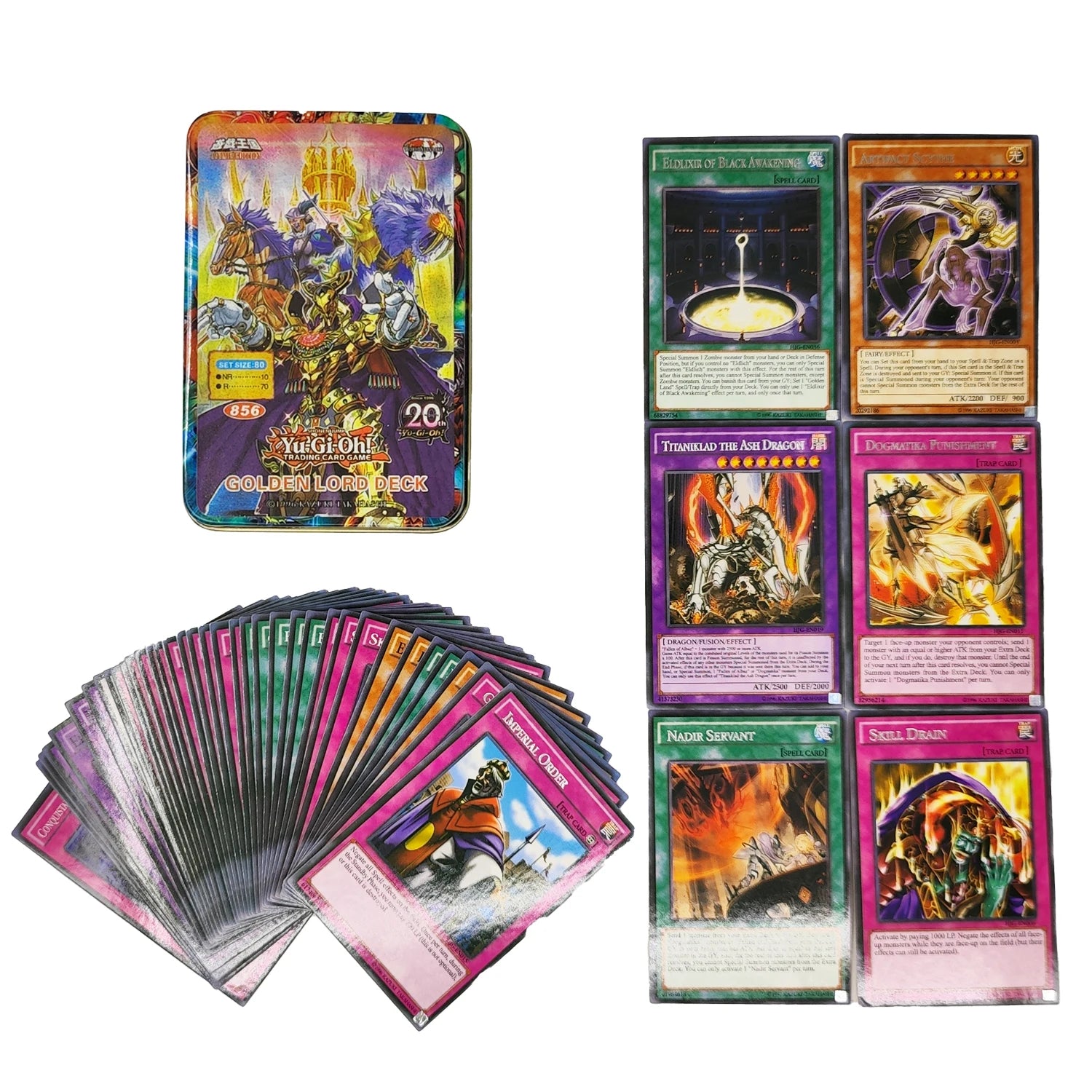 Yu Gi Oh Cards KAIBA PACK 3 Card Deck English TCG Holographic Golden White Dragon Duel Game Collection Card with Tin Box