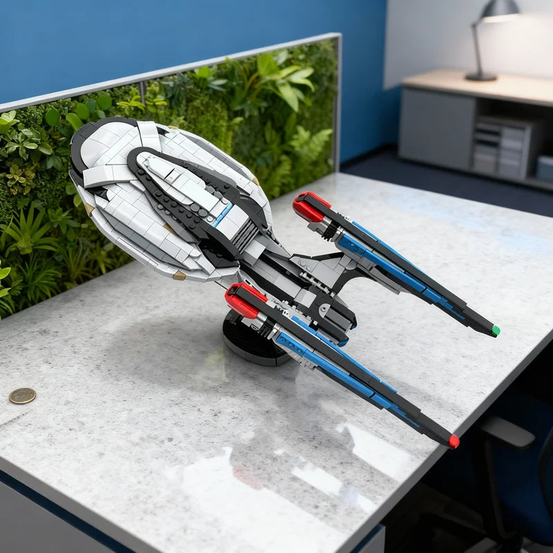 1050pcs MOC USS Enterprise NCC F Star Trek Online Space Model Building Blocks Room Accessories, Home Decor For Son Holiday Gift