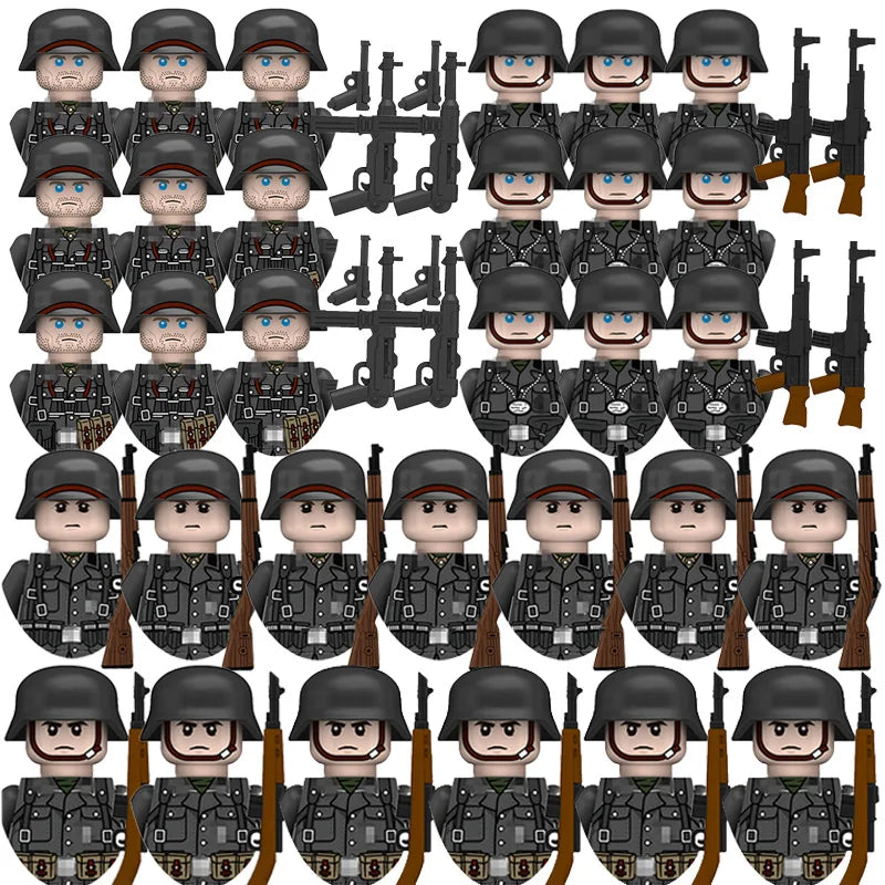 Boy Toys War II Army Soldiers Mini Military Weapons Model Small Particles Building Blocks Suits Childrens Birthday Gifts