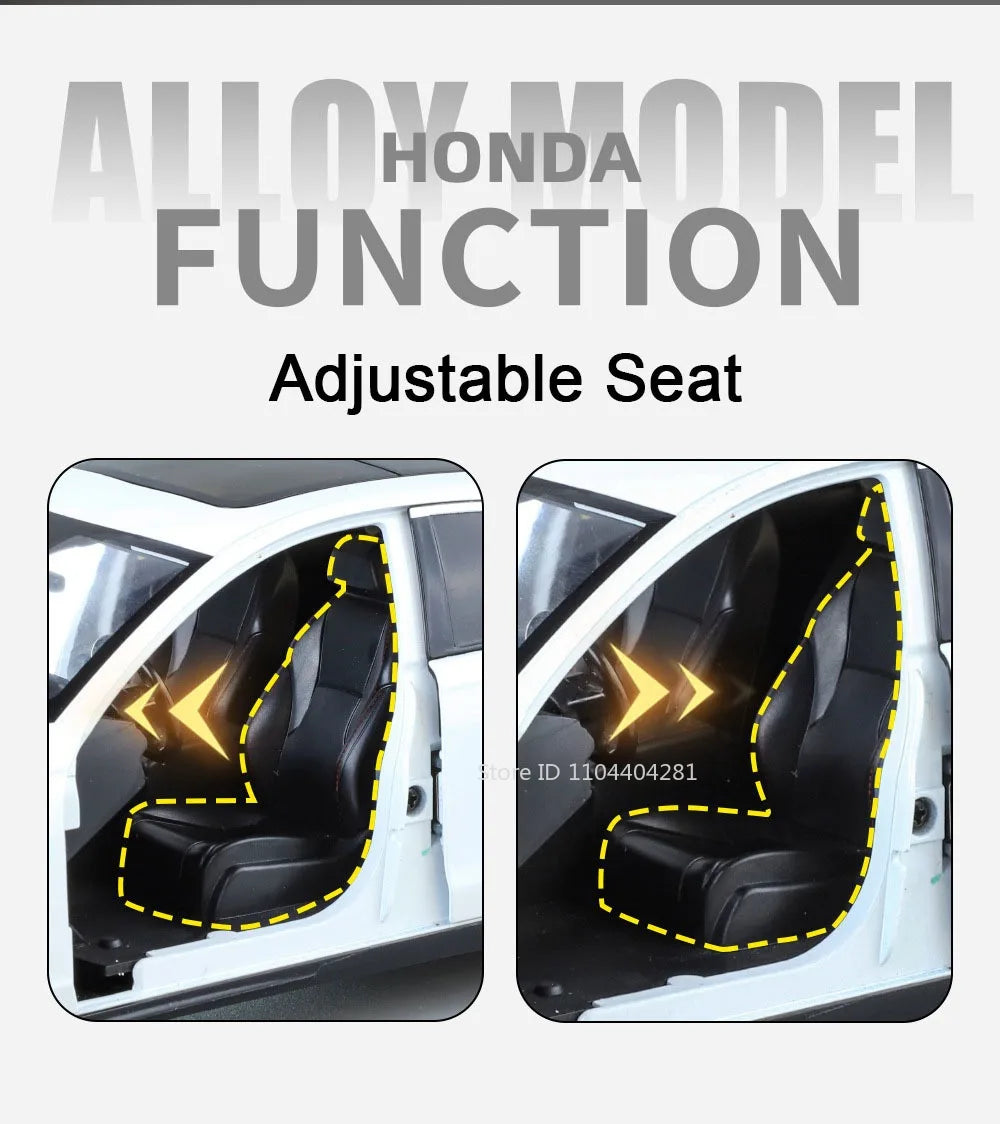 1:18 HONDA Accord Alloy Miniature Model Diecast Toy Door Opened Sound Light Pull Back Front Wheel Steering Classic Birthday Gift