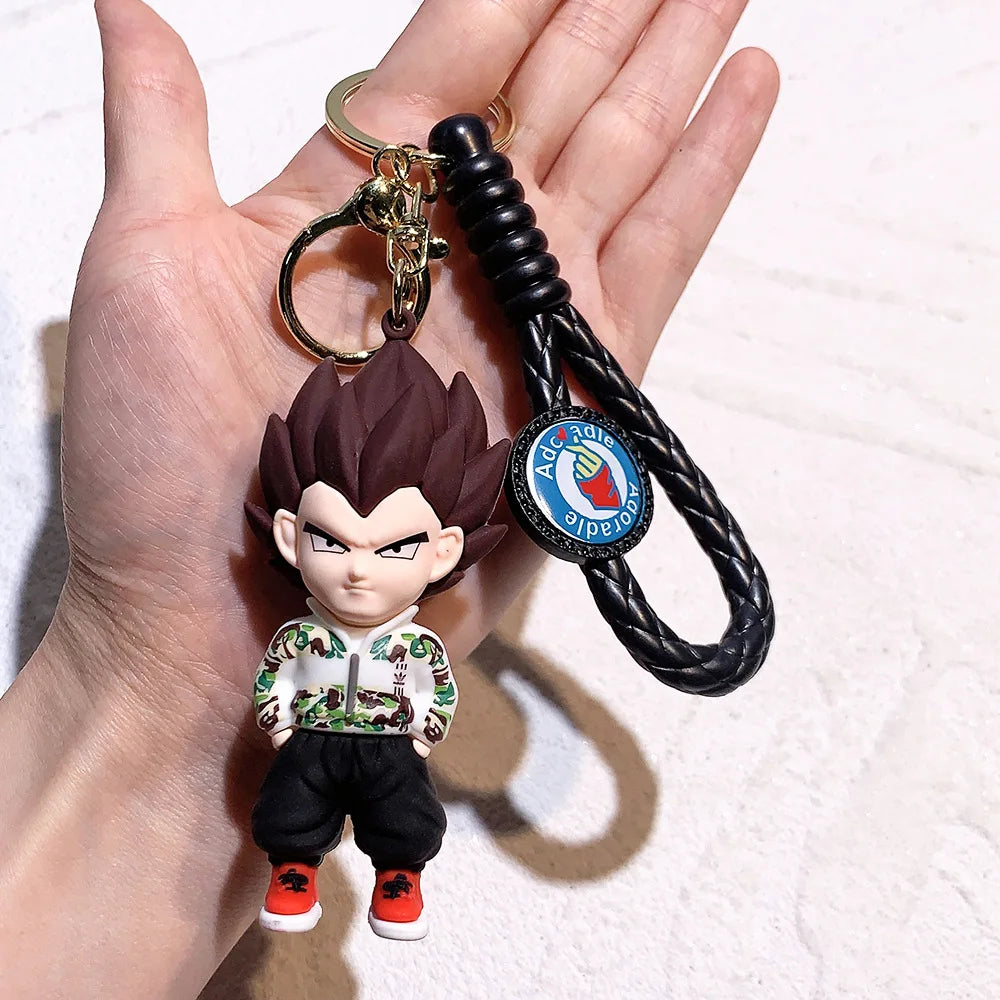 Anime Dragon Ball Keychain Fashion Jewelry Son Goku Vegeta Piccolo Action Figures Key Ring for Men Women Bags
