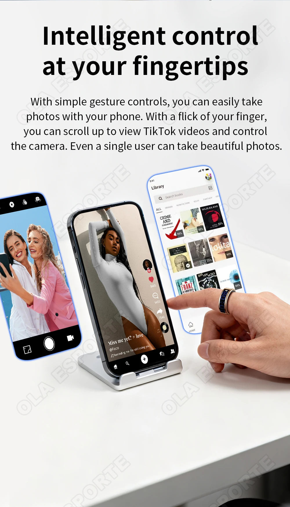Call ID Reminder Smart Ring Display Screen and Touch,Tasbih Counter,Health Manager,5ATM Waterproof Multiple Sport Mode Men Women
