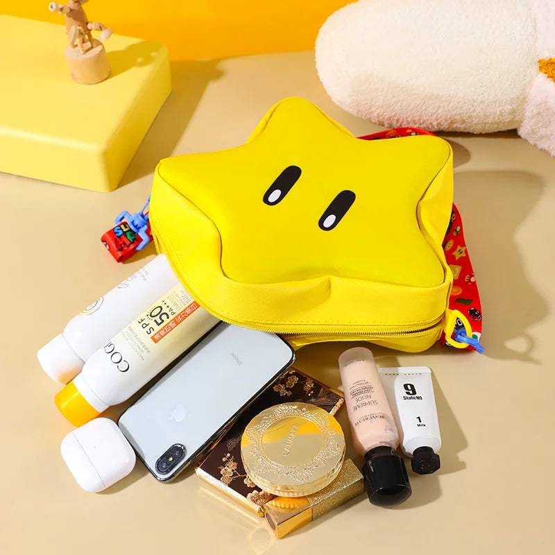 Super Mario Yellow Big Eye Star Backpack Girl Fashion Bag Student Crossbody Bag Anime Peripheral Backpack Birthday Gift