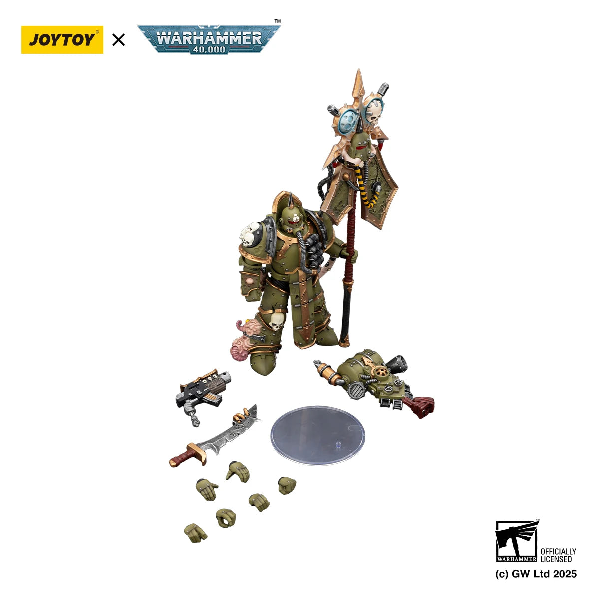 JOYTOY Warhammer 40K 1/18 Action Figure Death Guard Plague Marine Icon bearer Anime figures Toys Model