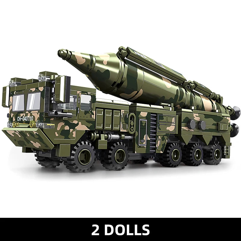Missile Vehicle Building Blocks WWII Military Truck Brick Tank Building Blocks Missile Launcher Model Boys Toys Kids Toys