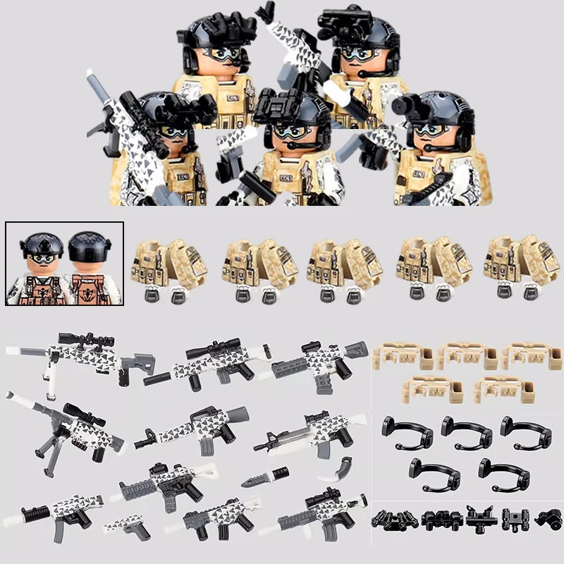 City Special Forces Figures Building Blocks British Special Air Service US Russia SWAT Army Soldiers Military Weapons Bricks Toy