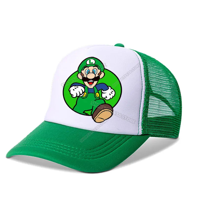 Super Marios Bros Baseball Cap Peach Princess Girl Cute Mesh Hat  Anime Kids Peak Cap Cartoon Boy Sunhat Men Women Lover Dad Hat