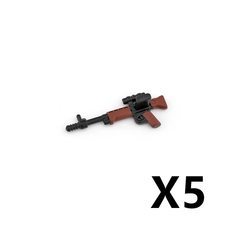 5/10 WW2 Soldier Weapons Building Block Two-color Printing Machine Rifle Submachine Sniper Guns Military Accessories Bricks C238