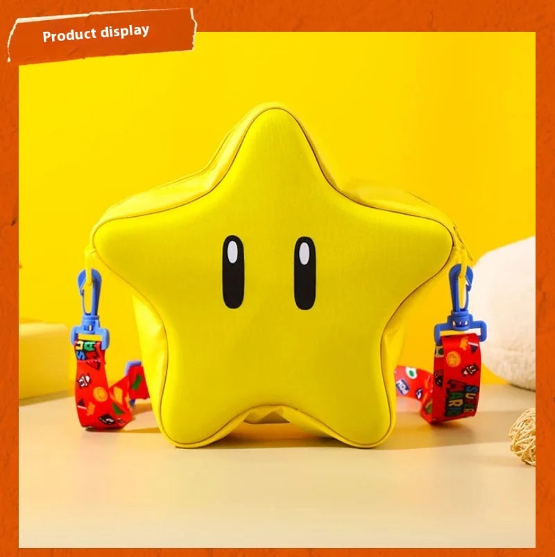 Super Mario Yellow Big Eye Star Backpack Girl Fashion Bag Student Crossbody Bag Anime Peripheral Backpack Birthday Gift