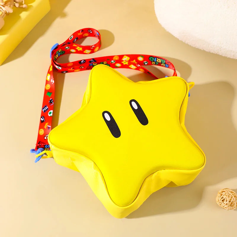 Super Mario Yellow Big Eye Star Backpack Girl Fashion Bag Student Crossbody Bag Anime Peripheral Backpack Birthday Gift