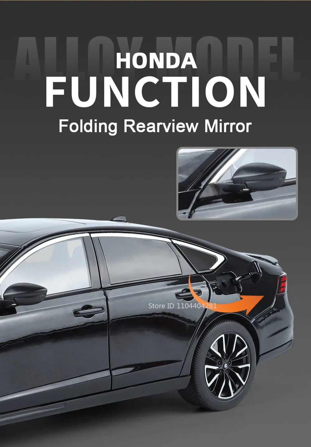 1:18 HONDA Accord Alloy Miniature Model Diecast Toy Door Opened Sound Light Pull Back Front Wheel Steering Classic Birthday Gift