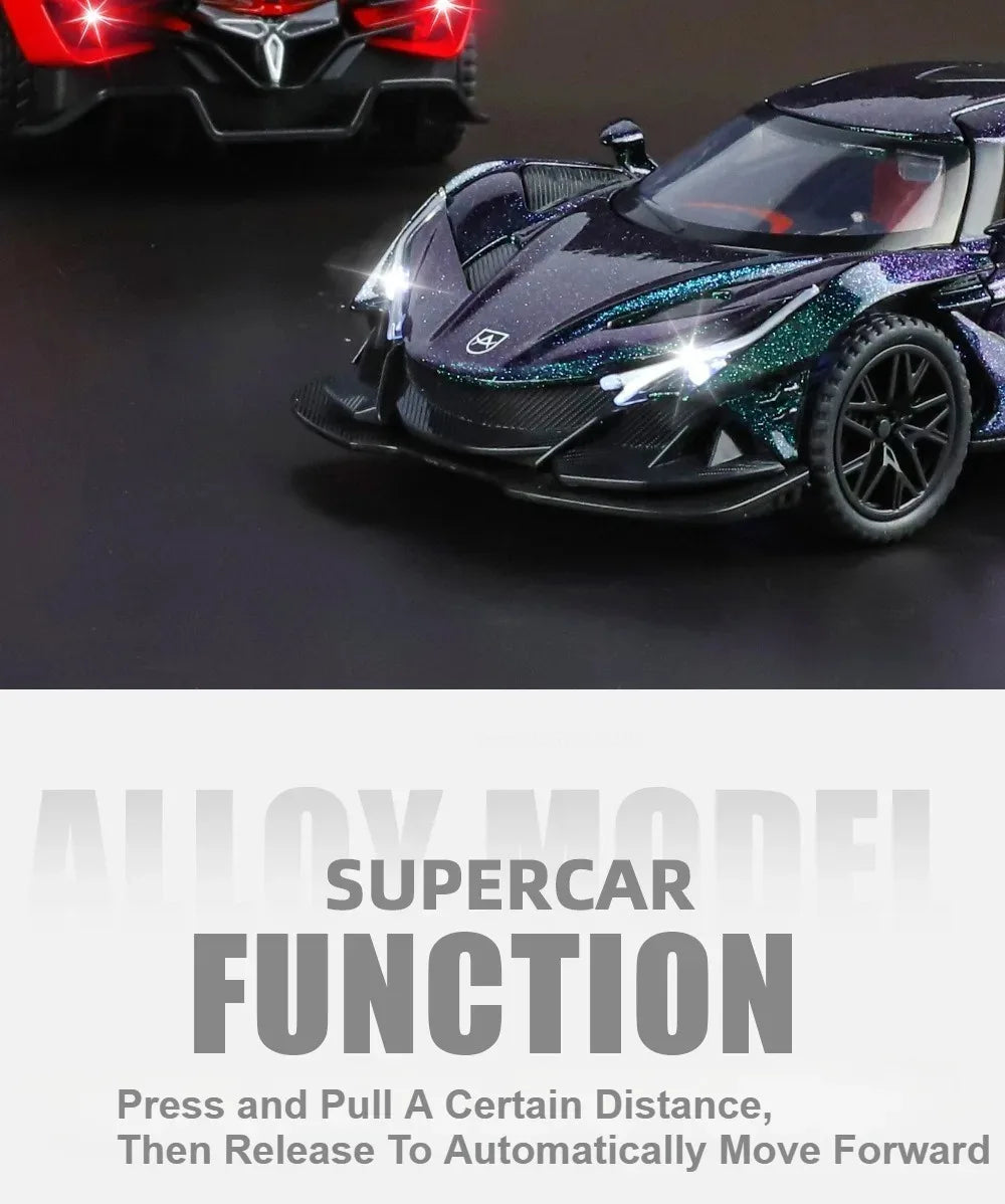 Scale 1:32 Apollo EVO IE Car Model Toy Metal Diecast Pull Back Super Cars Doors Opened Vehicle Models Best Gifts for Kids