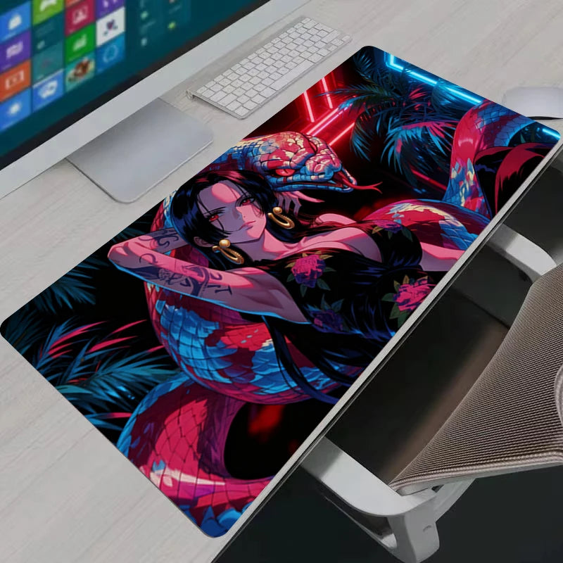 Mouse Pad Large One Piece Boa Hancock Gaming MousePad Anime Girl Gamer Computer Accessories Keyboard Pad Rubber Base Desk Mat
