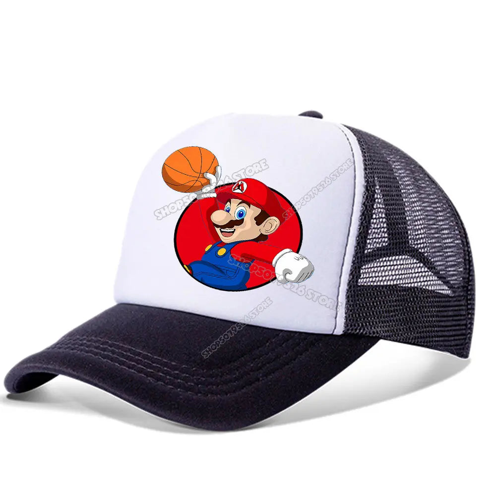 Super Marios Bros Baseball Cap Peach Princess Girl Cute Mesh Hat  Anime Kids Peak Cap Cartoon Boy Sunhat Men Women Lover Dad Hat