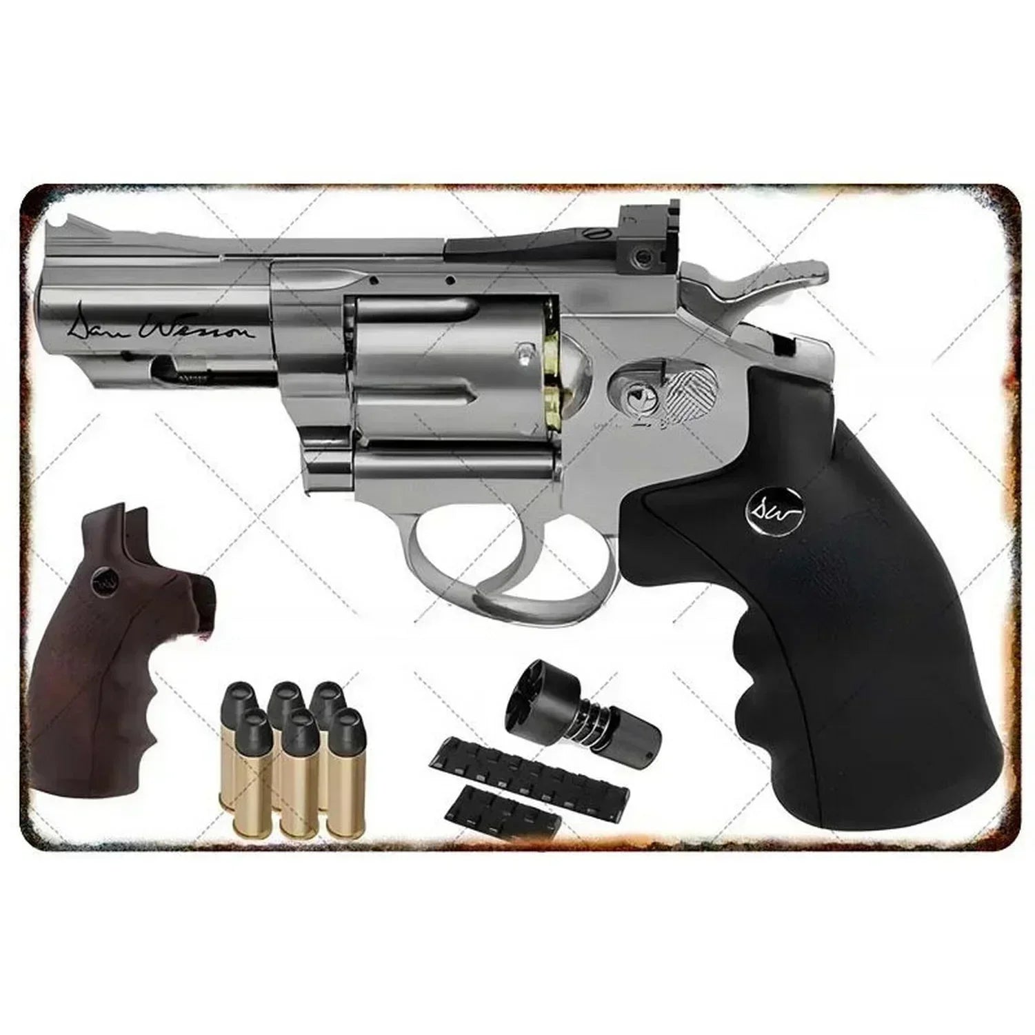 Pistol Metal Signs, Exuding Military Flair, Ideal As Wall Decoration in Man Cave, Home, Cafe, Garden, Club and Bar Settings.