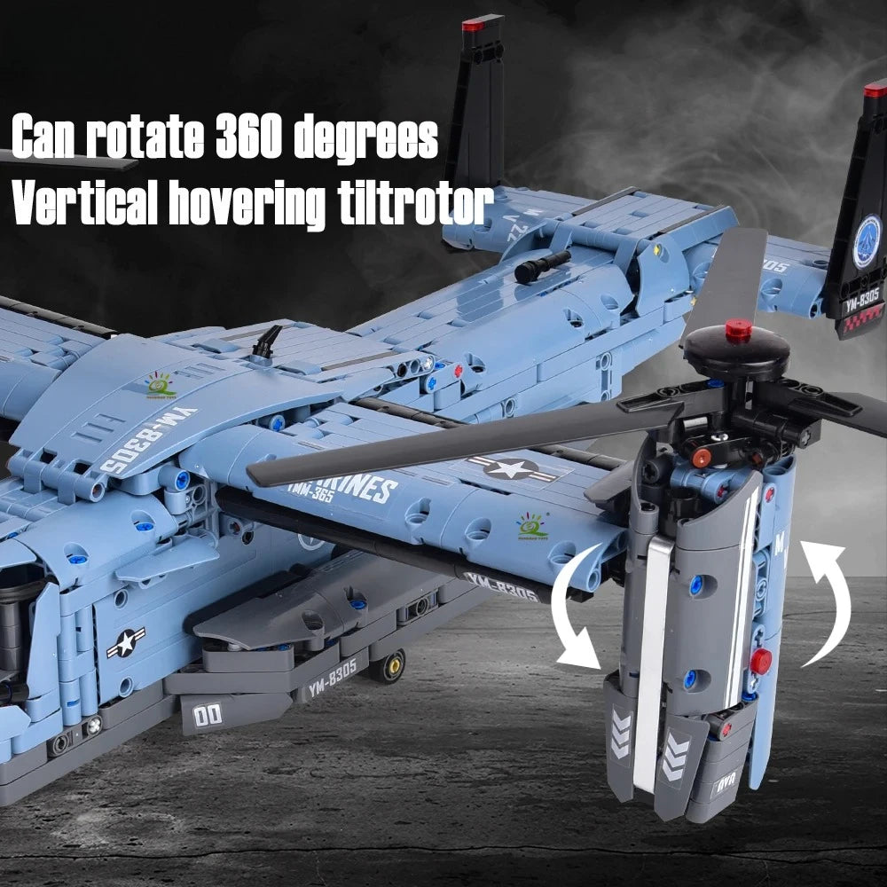 1389PCS V-22 Tiltrotor Aircraft Helicopter Building Block Children Military Airplane model Bricks Toy home Decor