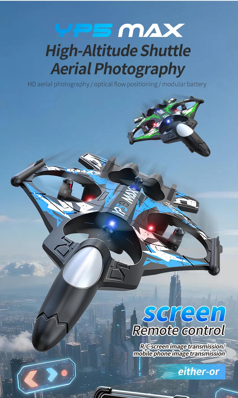 2026 New YP5MAX RC Foam Airplane 2.4GWIFI Fighter Stunt Tumbling Helicopter with Colored LED Lights Toys