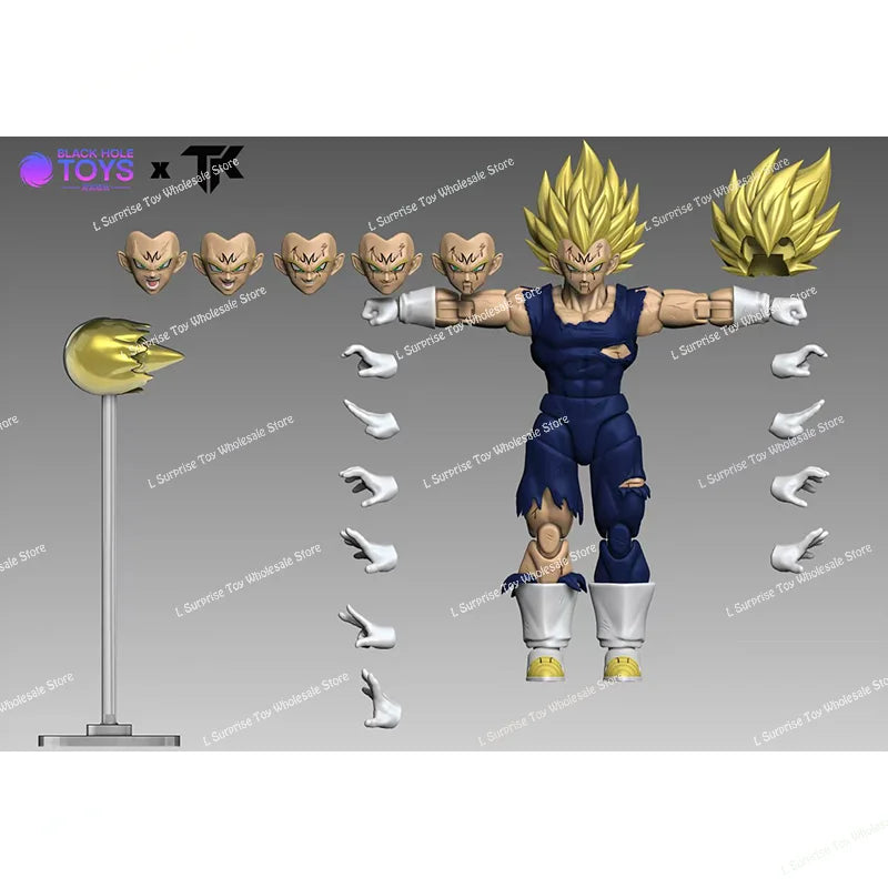Black Hole & TK Dragon Ball Z SHF Super Saiyan SSJ Majin Vegeta Full Power Battle Damage Anime Action Figures Models Gifts Toys