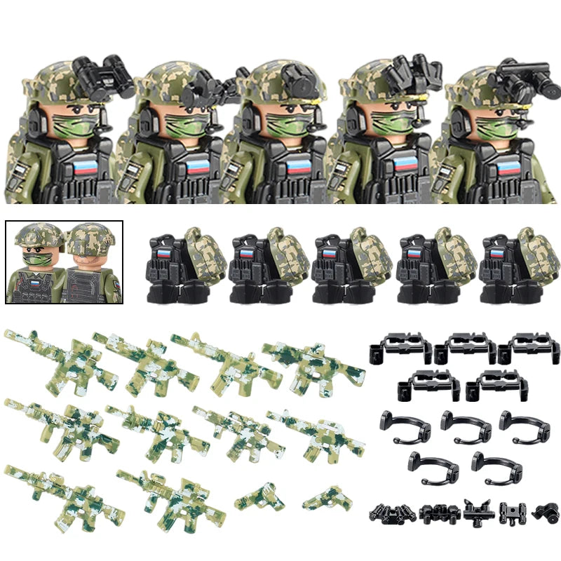 City Special Forces Figures Building Blocks British Special Air Service US Russia SWAT Army Soldiers Military Weapons Bricks Toy