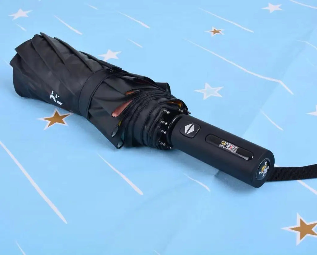 One Piece Anime Fully Automatic Tri Fold Umbrella Thickened Black Glue UV Protection Sunscreen Folding Sun Rain Umbrella