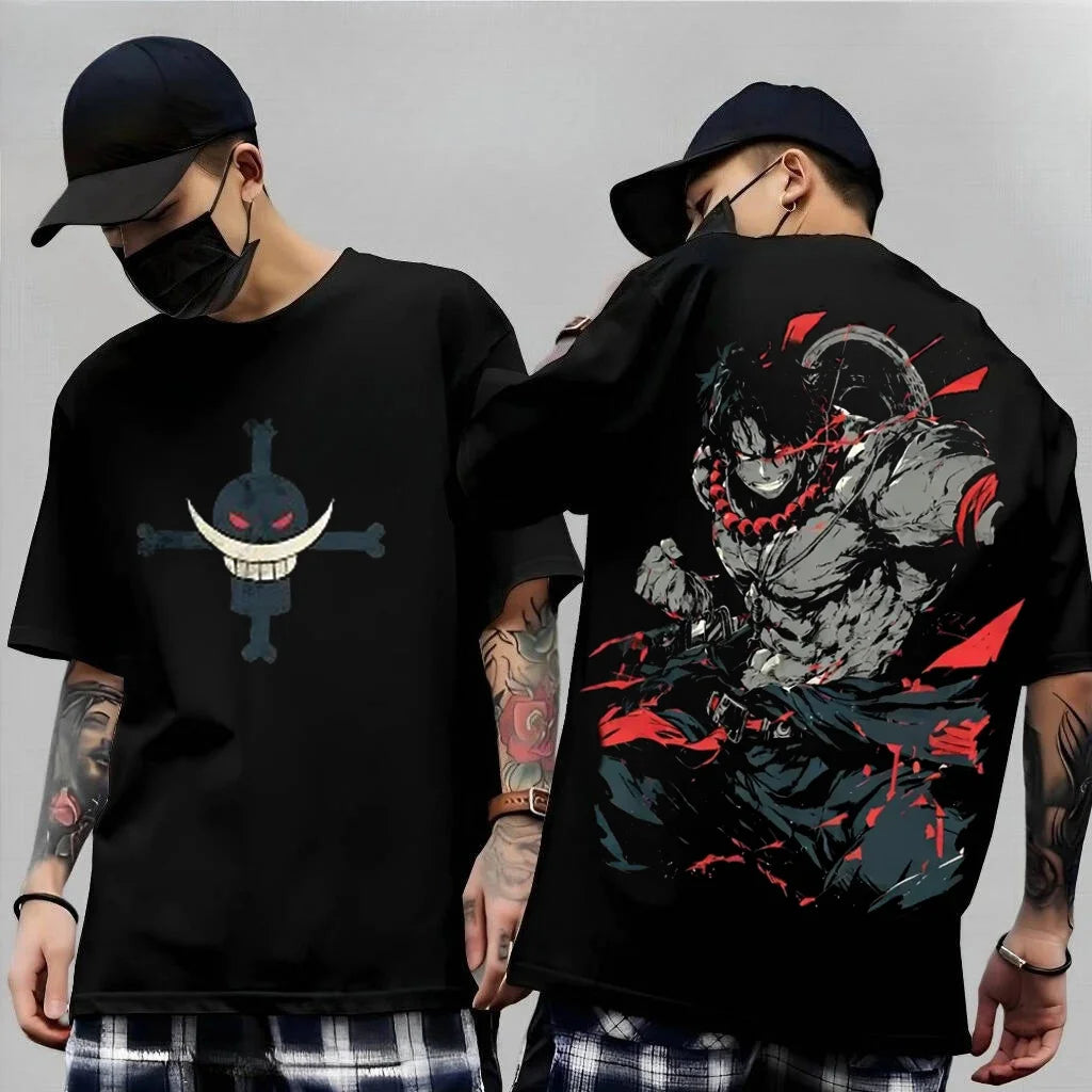 One Piece Anime Graphic T Shirt Men Summer 2026 Casual Short Sleeve Tee Loose Fit Streetwear Skull Crossbones Luffy Y2k Clothes