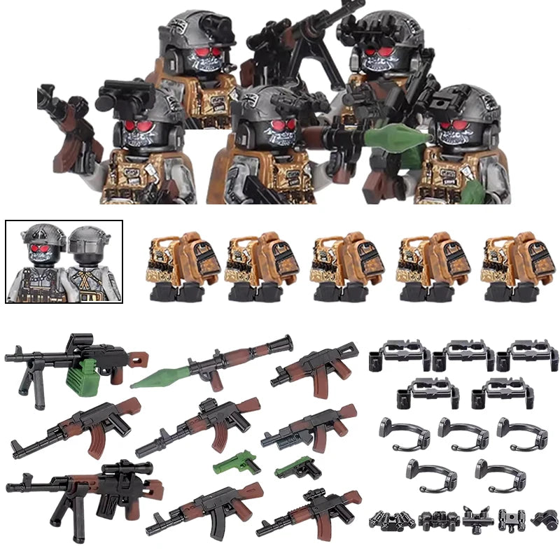 City Special Forces Figures Building Blocks British Special Air Service US Russia SWAT Army Soldiers Military Weapons Bricks Toy