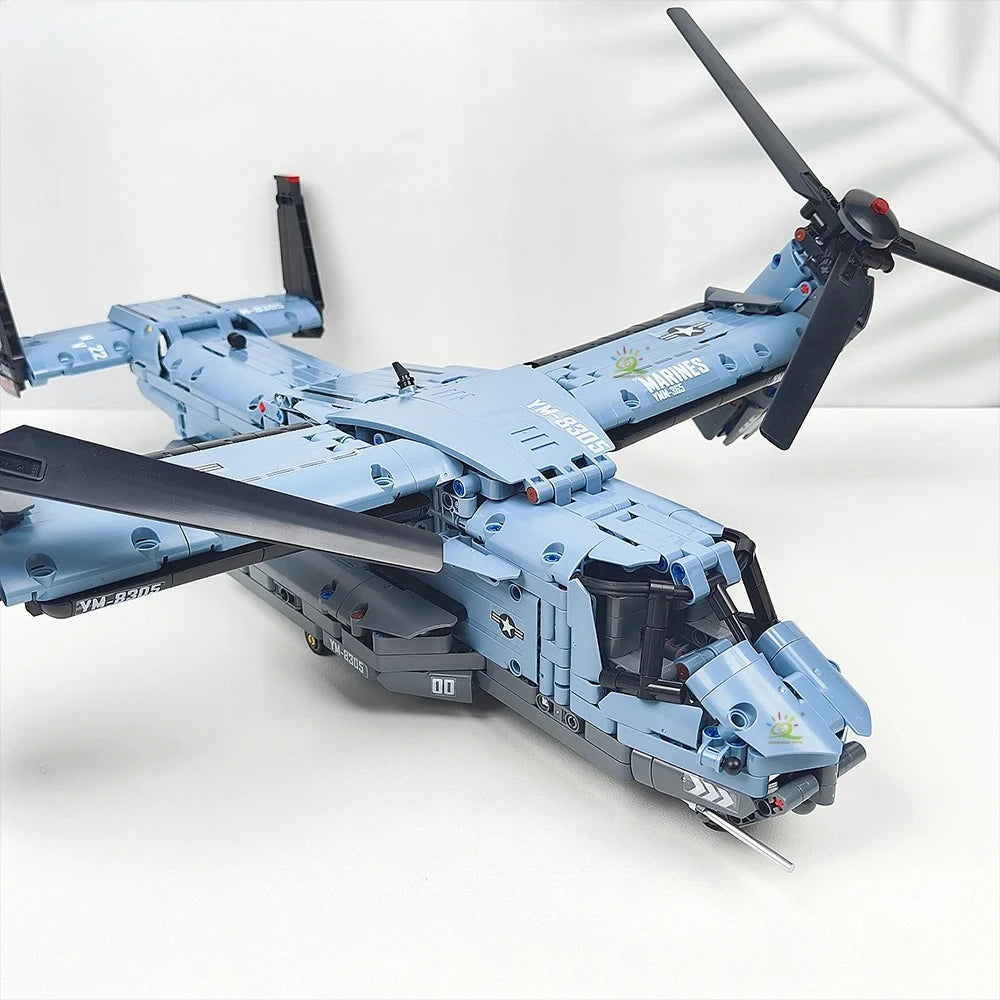 1389PCS V-22 Tiltrotor Aircraft Helicopter Building Block Children Military Airplane model Bricks Toy home Decor