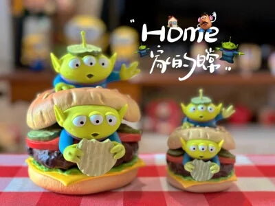 Disneys Cartoon Toy Story Alien Hamburger Statue Creative Three Eyes Alien Action Figure Fashion Brand Pvc Collection Model Gift