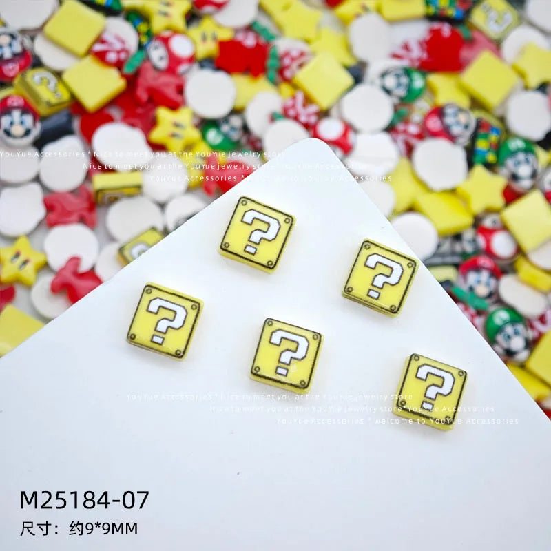 20Pcs Resin Mini game character super mario Luigi Nail charm Art Flatback acrylic Figurines DIY Miniatures Decor Craft