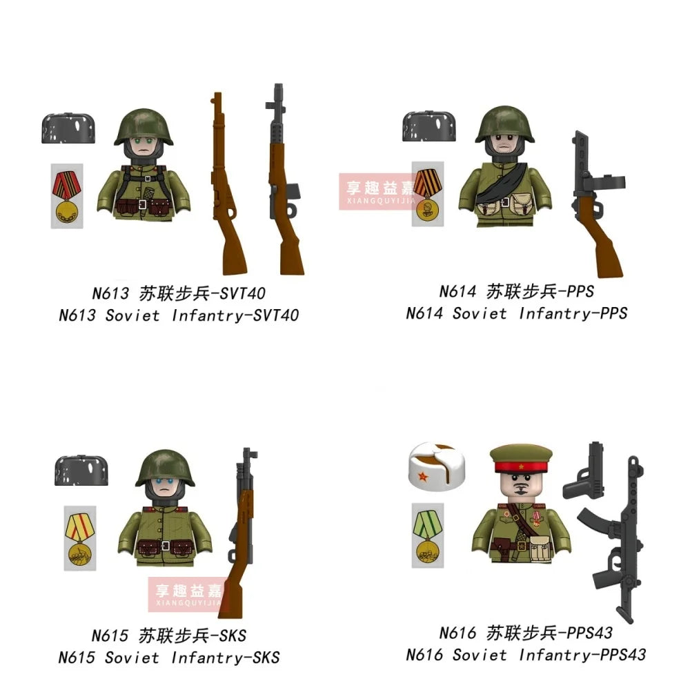 Boy Toys War II Army Soldiers Mini Military Weapons Model Small Particles Building Blocks Suits Childrens Birthday Gifts