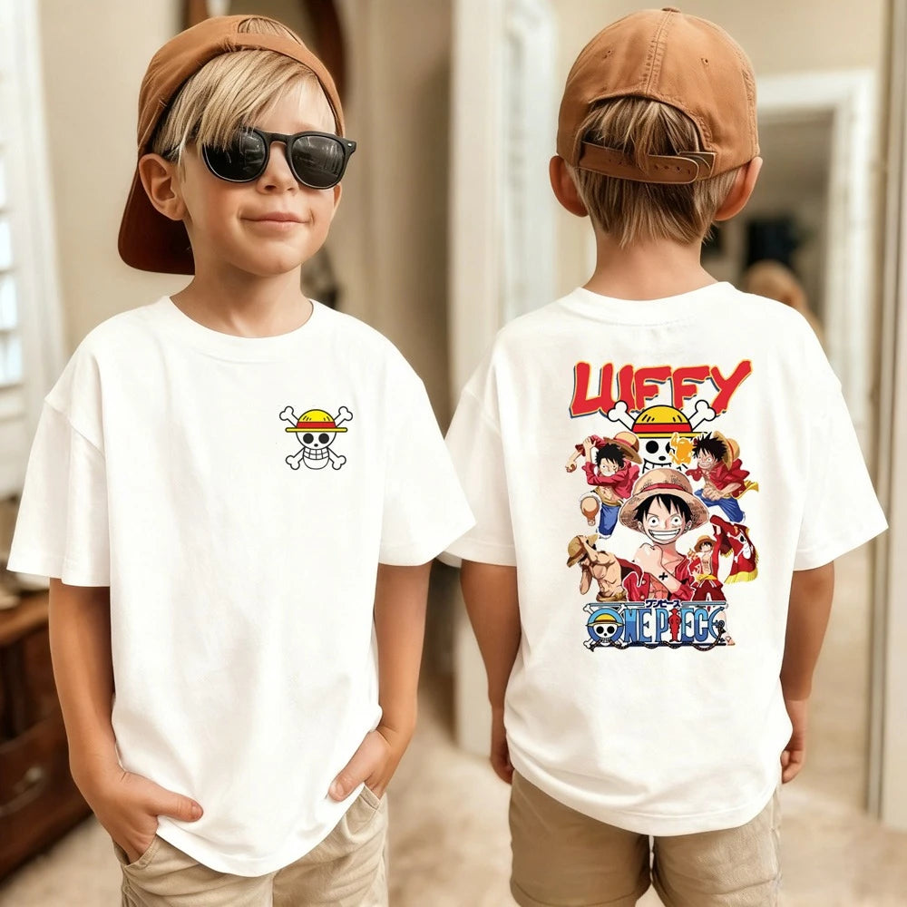 One Piece Japanese Anime Printed Men's T-Shirt Roronoa Zoro Children's Harajuku Short Sleeve Kids Luffy Cotton T-shirt Clothing