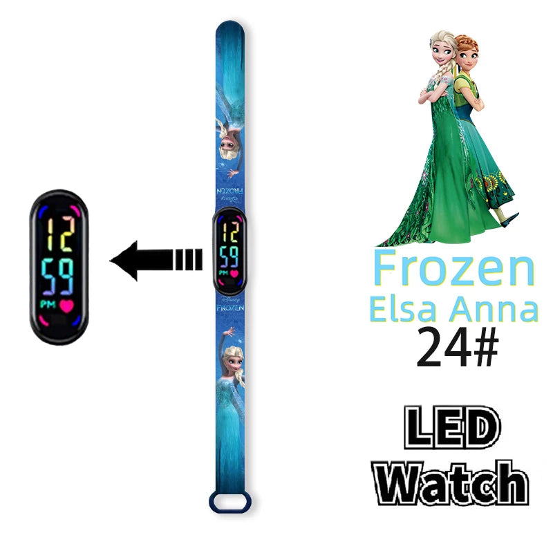 Disney Frozen Digital Kids' Watches Anime Figures LED Luminous Watch Touch Waterproof Electronic Sports Watch Kids Birthday Gift