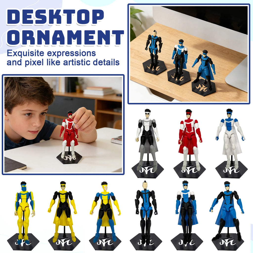 Multi-Joint Action Figure - Invincible T13 3D Printed Collectible with Base, Anti-Fall Joint Locks & UV-Resistant Coating Deskto