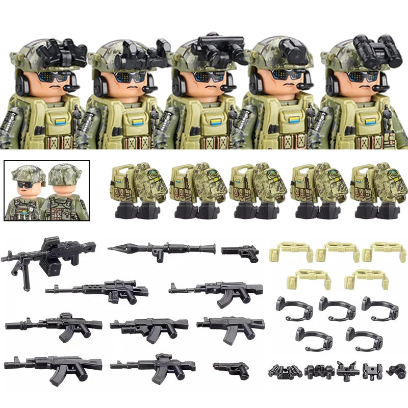 City Special Forces Figures Building Blocks British Special Air Service US Russia SWAT Army Soldiers Military Weapons Bricks Toy