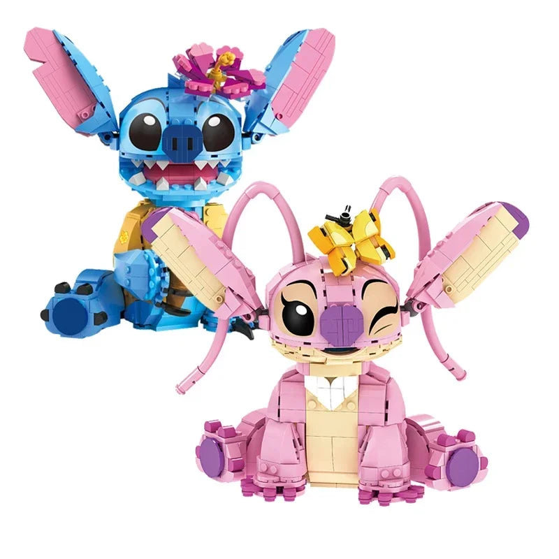 Christmas Stitch Angel CP Building Blocks 2025-Large Piece Cartoon Toys Moving Ears Kids Assembly Birthday Gift for Boys Girls