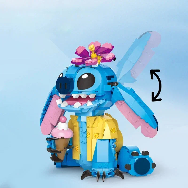 Christmas Stitch Angel CP Building Blocks 2025-Large Piece Cartoon Toys Moving Ears Kids Assembly Birthday Gift for Boys Girls
